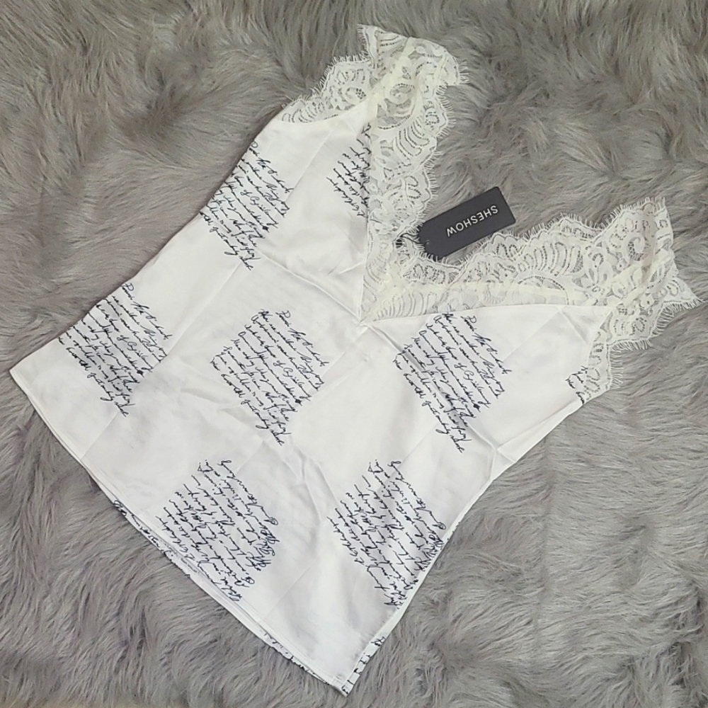 SS Lace Writing Print Tank